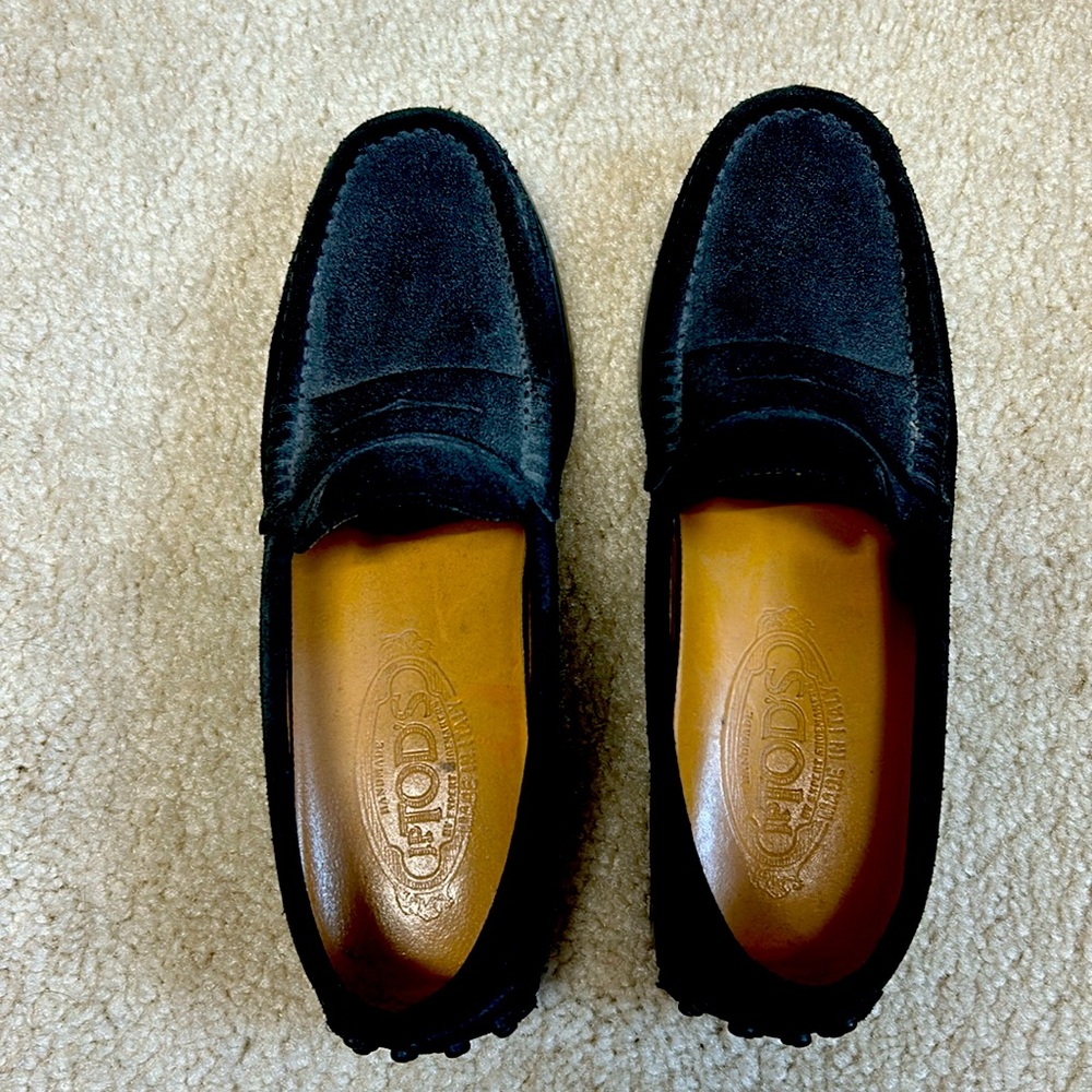 Tod’s black suede loafers. Size 35.